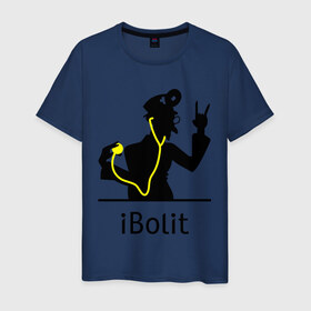 Мужская футболка хлопок с принтом iBolit в Тюмени, 100% хлопок | прямой крой, круглый вырез горловины, длина до линии бедер, слегка спущенное плечо. | apple | ibolit | mac | айболит | мак