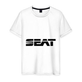 Мужская футболка хлопок с принтом Seat в Тюмени, 100% хлопок | прямой крой, круглый вырез горловины, длина до линии бедер, слегка спущенное плечо. | авто | автолюбитель | автомобиль | водитель | марка | машина | сиат | тачка