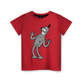Детская футболка хлопок с принтом Futurama (4) в Тюмени, 100% хлопок | круглый вырез горловины, полуприлегающий силуэт, длина до линии бедер | Тематика изображения на принте: bender | futurama | бендер | футурама