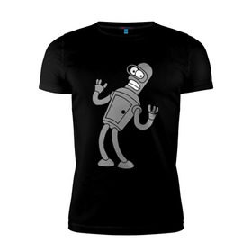 Мужская футболка премиум с принтом Futurama (4) в Тюмени, 92% хлопок, 8% лайкра | приталенный силуэт, круглый вырез ворота, длина до линии бедра, короткий рукав | bender | futurama | бендер | футурама