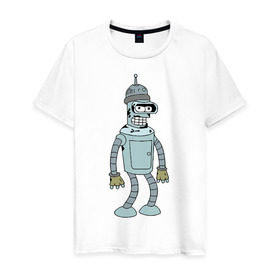 Мужская футболка хлопок с принтом Futurama (6) в Тюмени, 100% хлопок | прямой крой, круглый вырез горловины, длина до линии бедер, слегка спущенное плечо. | futurama | бендер | футурама
