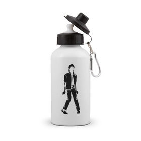 Бутылка спортивная с принтом Майкл Джексон (9) в Тюмени, металл | емкость — 500 мл, в комплекте две пластиковые крышки и карабин для крепления | Тематика изображения на принте: michael jackson | зщз | король | майкл джексон | поп