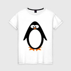 Женская футболка хлопок с принтом Пингвин в Тюмени, 100% хлопок | прямой крой, круглый вырез горловины, длина до линии бедер, слегка спущенное плечо | 