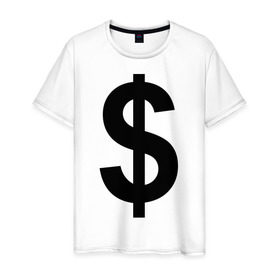 Мужская футболка хлопок с принтом знак доллара $ в Тюмени, 100% хлопок | прямой крой, круглый вырез горловины, длина до линии бедер, слегка спущенное плечо. | dollar | бабло | бакс | валюта | деньги | доллар | знак доллара