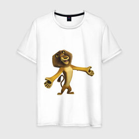 Мужская футболка хлопок с принтом Мадагаскар-Лев (2) в Тюмени, 100% хлопок | прямой крой, круглый вырез горловины, длина до линии бедер, слегка спущенное плечо. | madagascar | лев | мадагаскар