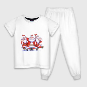 Детская пижама хлопок с принтом Деды Морозы в Тюмени, 100% хлопок |  брюки и футболка прямого кроя, без карманов, на брюках мягкая резинка на поясе и по низу штанин
 | 2012 | new year | дед мороз | нг | новый 2012 | новый год | санта | санта клаус