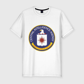 Мужская футболка премиум с принтом ЦРУ в Тюмени, 92% хлопок, 8% лайкра | приталенный силуэт, круглый вырез ворота, длина до линии бедра, короткий рукав | central intelligence agency | cia | спецслужбы сша | центральное разведывательное управление | цру