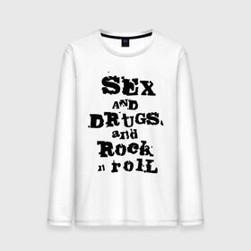 Мужской лонгслив хлопок с принтом Sex and drugs and rock n roll (2) в Тюмени, 100% хлопок |  | drugs | rock | rocknroll | рок | рок н ролл | рокролл