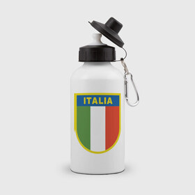 Бутылка спортивная с принтом Italy в Тюмени, металл | емкость — 500 мл, в комплекте две пластиковые крышки и карабин для крепления | Тематика изображения на принте: italy | евро 2012 | сборная италии | фк италии | футбол италия