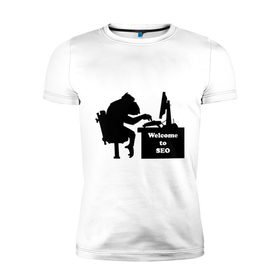 Мужская футболка премиум с принтом Welcome to SEO в Тюмени, 92% хлопок, 8% лайкра | приталенный силуэт, круглый вырез ворота, длина до линии бедра, короткий рукав | seo | welcome to seo | добро пожаловать | оптимизация | сео