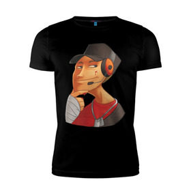 Мужская футболка премиум с принтом Scout face - TF2 в Тюмени, 92% хлопок, 8% лайкра | приталенный силуэт, круглый вырез ворота, длина до линии бедра, короткий рукав | team fortress 2 | tf2 | разведчик