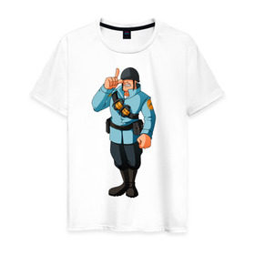 Мужская футболка хлопок с принтом Soldier - TF2 (1) в Тюмени, 100% хлопок | прямой крой, круглый вырез горловины, длина до линии бедер, слегка спущенное плечо. | shooter | soldier | team fortress 2 | tf2 | солдат | стрелялка | шутер