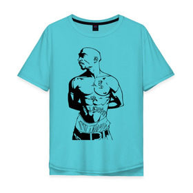 Мужская футболка хлопок Oversize с принтом 2pac (2) в Тюмени, 100% хлопок | свободный крой, круглый ворот, “спинка” длиннее передней части | rap | tupac