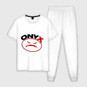 Мужская пижама хлопок с принтом Onyx в Тюмени, 100% хлопок | брюки и футболка прямого кроя, без карманов, на брюках мягкая резинка на поясе и по низу штанин
 | Тематика изображения на принте: gangsta | hip hop | hop | оникс | хоп