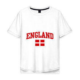 Мужская футболка хлопок Oversize с принтом Болею за английский футбол в Тюмени, 100% хлопок | свободный крой, круглый ворот, “спинка” длиннее передней части | Тематика изображения на принте: 