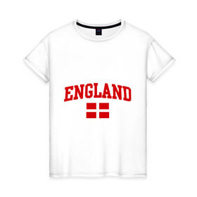 Женская футболка хлопок с принтом Болею за английский футбол в Тюмени, 100% хлопок | прямой крой, круглый вырез горловины, длина до линии бедер, слегка спущенное плечо | 