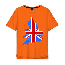 Мужская футболка хлопок Oversize с принтом Карта Англии в Тюмени, 100% хлопок | свободный крой, круглый ворот, “спинка” длиннее передней части | england | gb | uk | британия | британский флаг | карта англии | флаги