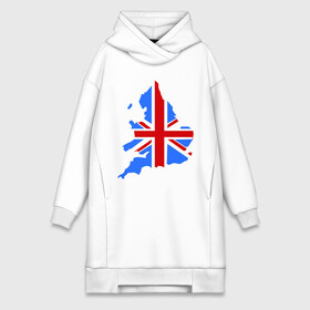 Платье-худи хлопок с принтом Карта Англии в Тюмени,  |  | england | gb | uk | британия | британский флаг | карта англии | флаги