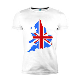 Мужская футболка премиум с принтом Карта Англии в Тюмени, 92% хлопок, 8% лайкра | приталенный силуэт, круглый вырез ворота, длина до линии бедра, короткий рукав | england | gb | uk | британия | британский флаг | карта англии | флаги