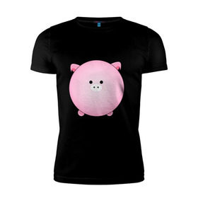 Мужская футболка премиум с принтом Cute Puffy Animals (2) в Тюмени, 92% хлопок, 8% лайкра | приталенный силуэт, круглый вырез ворота, длина до линии бедра, короткий рукав | cute puffy animals | животные | милые надутые | поросенок | свинка | свинья | хрюн | хрюшка