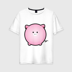 Женская футболка хлопок Oversize с принтом Cute Puffy Animals (2) в Тюмени, 100% хлопок | свободный крой, круглый ворот, спущенный рукав, длина до линии бедер
 | cute puffy animals | животные | милые надутые | поросенок | свинка | свинья | хрюн | хрюшка