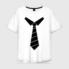 Мужская футболка хлопок Oversize с принтом Галстук в Тюмени, 100% хлопок | свободный крой, круглый ворот, “спинка” длиннее передней части | костюм