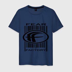 Мужская футболка хлопок с принтом Fear Factory в Тюмени, 100% хлопок | прямой крой, круглый вырез горловины, длина до линии бедер, слегка спущенное плечо. | Тематика изображения на принте: fear factory | логотип | метал | рок