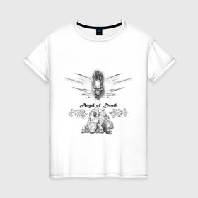 Женская футболка хлопок с принтом Ангел смерти(1) в Тюмени, 100% хлопок | прямой крой, круглый вырез горловины, длина до линии бедер, слегка спущенное плечо | 
