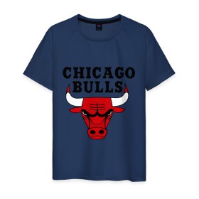 Мужская футболка хлопок с принтом Chicago bulls в Тюмени, 100% хлопок | прямой крой, круглый вырез горловины, длина до линии бедер, слегка спущенное плечо. | chikago bulls | баскетбол | нба | спорт | чикаго булс