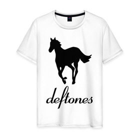 Мужская футболка хлопок с принтом Deftones (3) в Тюмени, 100% хлопок | прямой крой, круглый вырез горловины, длина до линии бедер, слегка спущенное плечо. | Тематика изображения на принте: дефтонс | лошадь | музыка | рок | эмблема deftones
