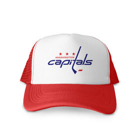 Кепка тракер с сеткой с принтом Washington Capitals в Тюмени, трикотажное полотно; задняя часть — сетка | длинный козырек, универсальный размер, пластиковая застежка | washington capitals | вашингтон капиталс | лига | нхл | хокей | хоккей