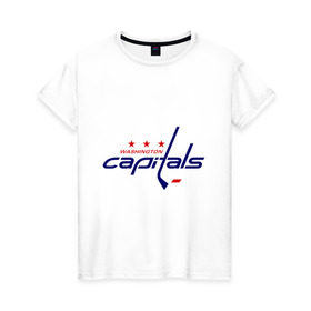 Женская футболка хлопок с принтом Washington Capitals в Тюмени, 100% хлопок | прямой крой, круглый вырез горловины, длина до линии бедер, слегка спущенное плечо | washington capitals | вашингтон капиталс | лига | нхл | хокей | хоккей