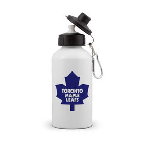 Бутылка спортивная с принтом Toronto Maple Leafs в Тюмени, металл | емкость — 500 мл, в комплекте две пластиковые крышки и карабин для крепления | Тематика изображения на принте: 