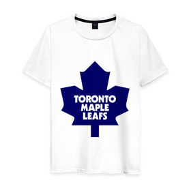 Мужская футболка хлопок с принтом Toronto Maple Leafs в Тюмени, 100% хлопок | прямой крой, круглый вырез горловины, длина до линии бедер, слегка спущенное плечо. | 
