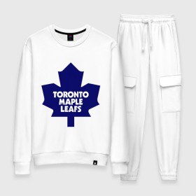 Женский костюм хлопок с принтом Toronto Maple Leafs в Тюмени, 100% хлопок | на свитшоте круглая горловина, мягкая резинка по низу. Брюки заужены к низу, на них два вида карманов: два 