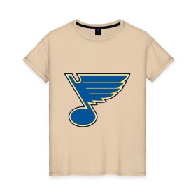 Женская футболка хлопок с принтом St Louis Blues в Тюмени, 100% хлопок | прямой крой, круглый вырез горловины, длина до линии бедер, слегка спущенное плечо | nhl | st louis blues | нхл | хоккей | хоккейная лига