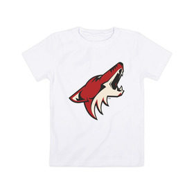 Детская футболка хлопок с принтом Phoenix Coyotes в Тюмени, 100% хлопок | круглый вырез горловины, полуприлегающий силуэт, длина до линии бедер | nhl | phoenix coyotes | нхл | хоккей | хоккейная лига