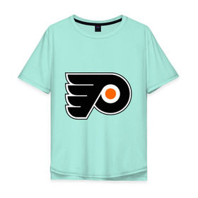 Мужская футболка хлопок Oversize с принтом Philadelphia Flyers в Тюмени, 100% хлопок | свободный крой, круглый ворот, “спинка” длиннее передней части | Тематика изображения на принте: hockey | nhl | национальная лига | нхл | филадельфия флаерс | хокей | хоккей
