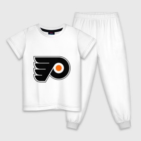 Детская пижама хлопок с принтом Philadelphia Flyers в Тюмени, 100% хлопок |  брюки и футболка прямого кроя, без карманов, на брюках мягкая резинка на поясе и по низу штанин
 | Тематика изображения на принте: hockey | nhl | национальная лига | нхл | филадельфия флаерс | хокей | хоккей