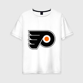 Женская футболка хлопок Oversize с принтом Philadelphia Flyers в Тюмени, 100% хлопок | свободный крой, круглый ворот, спущенный рукав, длина до линии бедер
 | hockey | nhl | национальная лига | нхл | филадельфия флаерс | хокей | хоккей