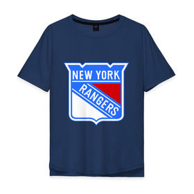 Мужская футболка хлопок Oversize с принтом New York Rangers в Тюмени, 100% хлопок | свободный крой, круглый ворот, “спинка” длиннее передней части | new york rangers | nhl | национальная хоккейная лига | нью йорк рейнджерс | хоккей | хоккейная лига