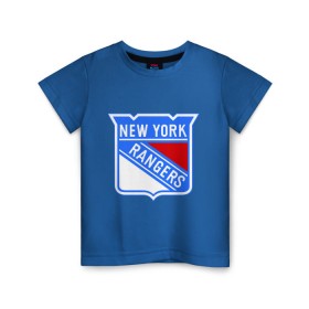 Детская футболка хлопок с принтом New York Rangers в Тюмени, 100% хлопок | круглый вырез горловины, полуприлегающий силуэт, длина до линии бедер | new york rangers | nhl | национальная хоккейная лига | нью йорк рейнджерс | хоккей | хоккейная лига