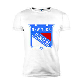 Мужская футболка премиум с принтом New York Rangers в Тюмени, 92% хлопок, 8% лайкра | приталенный силуэт, круглый вырез ворота, длина до линии бедра, короткий рукав | new york rangers | nhl | национальная хоккейная лига | нью йорк рейнджерс | хоккей | хоккейная лига