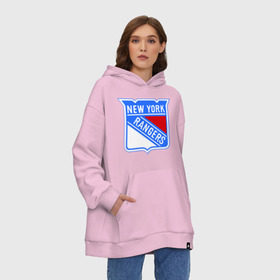 Худи SuperOversize хлопок с принтом New York Rangers в Тюмени, 70% хлопок, 30% полиэстер, мягкий начес внутри | карман-кенгуру, эластичная резинка на манжетах и по нижней кромке, двухслойный капюшон
 | new york rangers | nhl | национальная хоккейная лига | нью йорк рейнджерс | хоккей | хоккейная лига