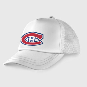 Детская кепка тракер с принтом Montreal Canadiens в Тюмени, Козырек - 100% хлопок. Кепка - 100% полиэстер, Задняя часть - сетка | универсальный размер, пластиковая застёжка | montreal canadiens | канадская хоккейная лига | монтреал | нхл | хокей | хоккей