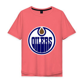 Мужская футболка хлопок Oversize с принтом Edmonton Oilers в Тюмени, 100% хлопок | свободный крой, круглый ворот, “спинка” длиннее передней части | edmonton oilers | nhl | нхл | хокей | хоккей | эдмонтон ойлерс