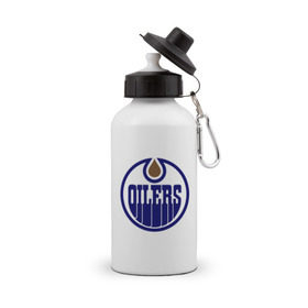 Бутылка спортивная с принтом Edmonton Oilers в Тюмени, металл | емкость — 500 мл, в комплекте две пластиковые крышки и карабин для крепления | edmonton oilers | nhl | нхл | хокей | хоккей | эдмонтон ойлерс