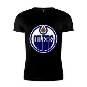 Мужская футболка премиум с принтом Edmonton Oilers в Тюмени, 92% хлопок, 8% лайкра | приталенный силуэт, круглый вырез ворота, длина до линии бедра, короткий рукав | edmonton oilers | nhl | нхл | хокей | хоккей | эдмонтон ойлерс