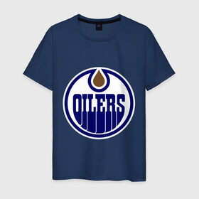 Мужская футболка хлопок с принтом Edmonton Oilers в Тюмени, 100% хлопок | прямой крой, круглый вырез горловины, длина до линии бедер, слегка спущенное плечо. | edmonton oilers | nhl | нхл | хокей | хоккей | эдмонтон ойлерс