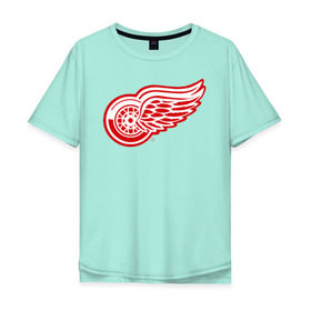 Мужская футболка хлопок Oversize с принтом Detroit Red Wings в Тюмени, 100% хлопок | свободный крой, круглый ворот, “спинка” длиннее передней части | hockey | nhl | лига | нхл | хокей | хоккей | хоккейная лига